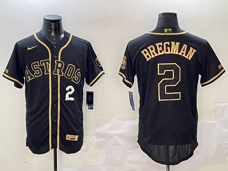 Men Houston Astros #2 Bregman Black Gold Elite 2025 Nike MLB Jersey style 5->houston astros->MLB Jersey